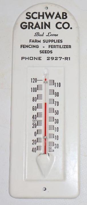 Schwab Grain Co Metal Advertising Thermometer (1 of 2)