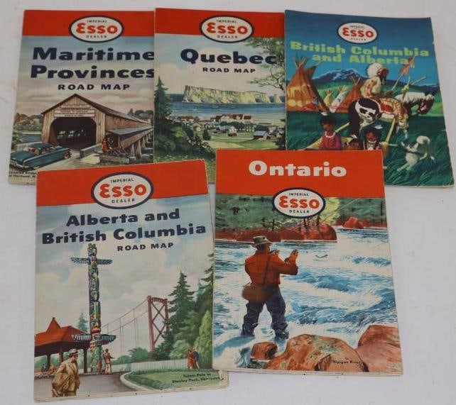 Group Of 5 Imperial Esso Canada Advertising Gas Station Road Maps (1 of 4)