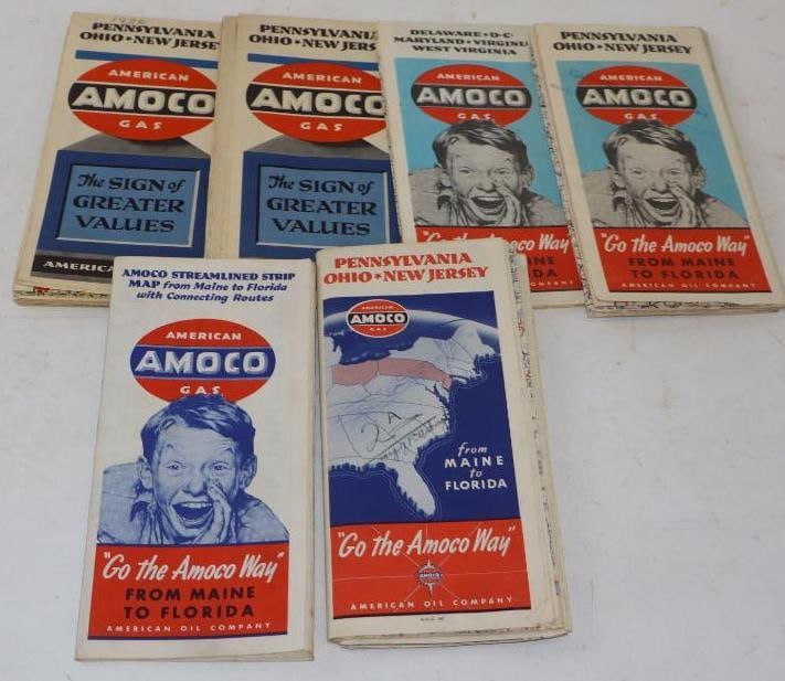 Group Of 6 Amoco Advertising Gas Station Road Maps (1 of 4)