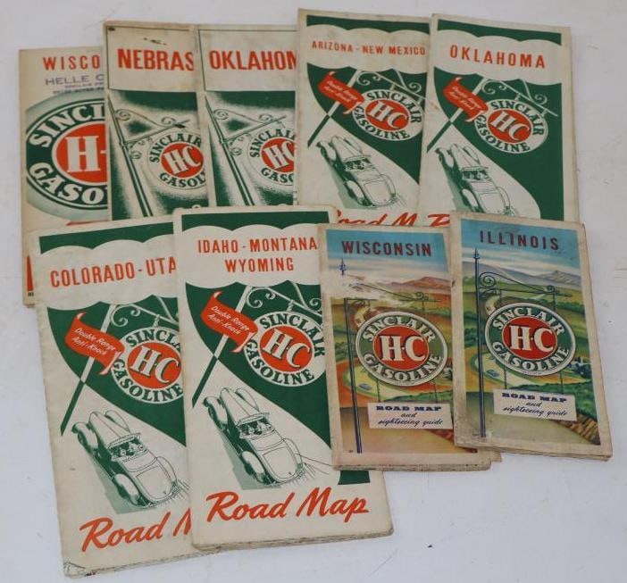 Group Of 9 Sinclair H-C Advertising Gas Station Road Maps (1 of 4)