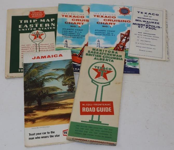 Group Of 6 Texaco Cruising Charts Advertising Gas Station Road Maps (1 of 4)