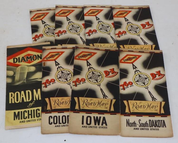 Group Of 8 Diamond Advertising Gas Station Road Maps (1 of 4)