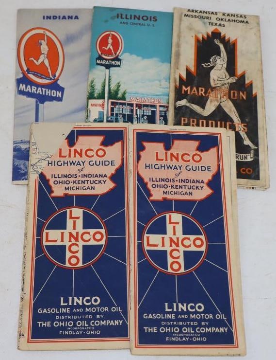 Group Of 5 Marathon & Linco Advertising Gas Station Road Maps (1 of 4)