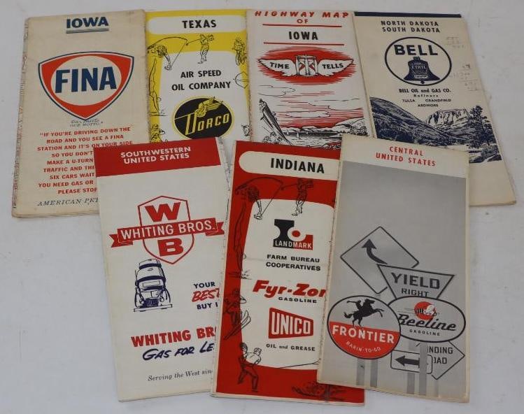 Group Of 7 Dorco Johnson, Bell, Whiting Bros Unico, Frontier & Fina Advertising Gas Station Road (1 of 4)