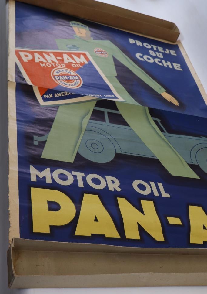Pan-Am Motor Oil Advertising Poster With Early Car & Oil Can (1 of 6)