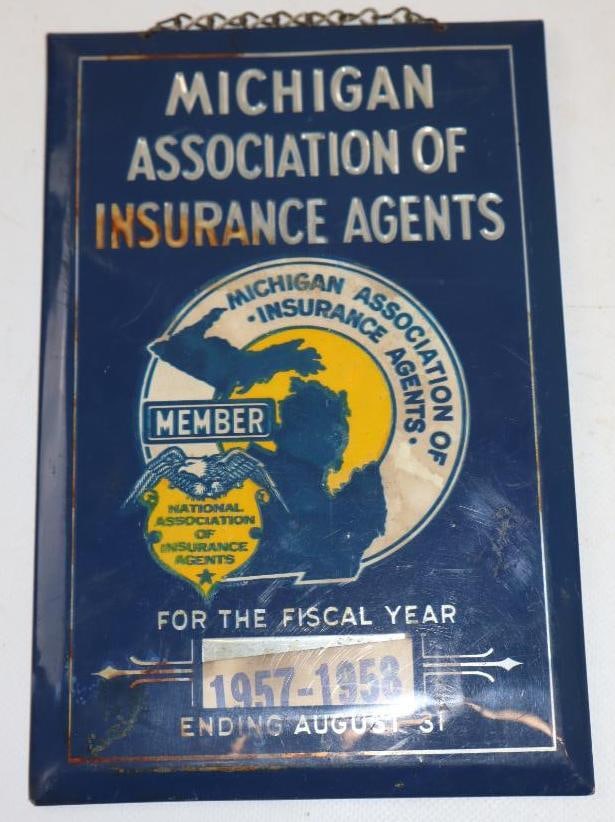 1958 Michigan Association Of Insurance Agents Membership Plaque Sing: 6x 9