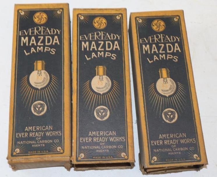Group Of 3 EverReady Mazda Automobile Lamps Advertising Displays: 7.75x 2.5x 2 Each