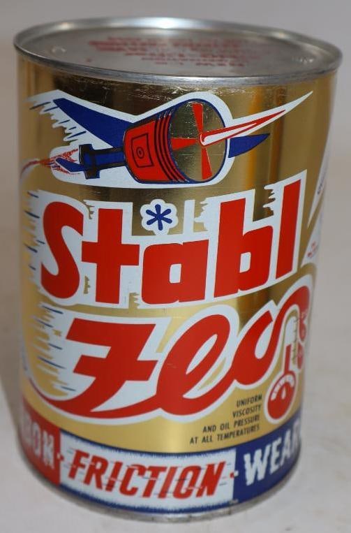 Stablflo Graphic Metal One Quart Oil Can: Empty. 32oz