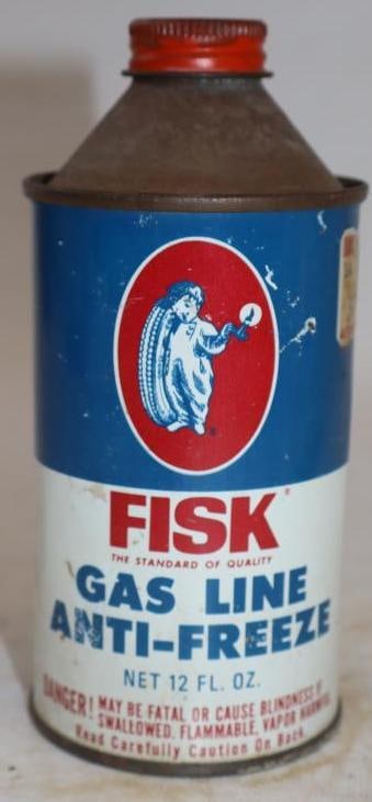 Fisk Gas Line Antifreeze Cone Top Oil Can (1 of 2)