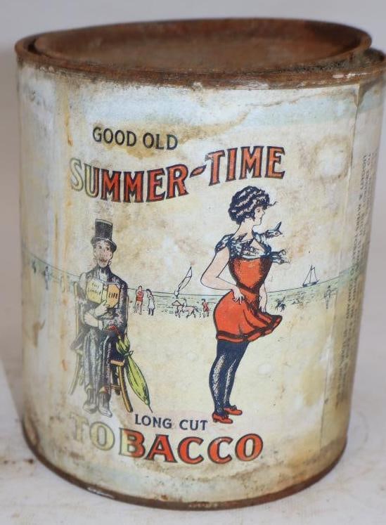 Summer-Time Long Cut Tobacco Heavy Cardstock Advertising Can (1 of 4)