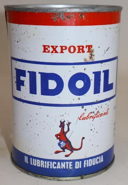Fidoil Export Metal One Quart Oil Can with Kangaroo: Empty. Has new top lid. 32oz