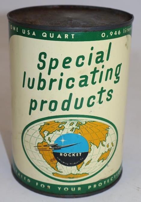 Rocket Metal One Quart Oil Can with Graphics: Empty. 32oz