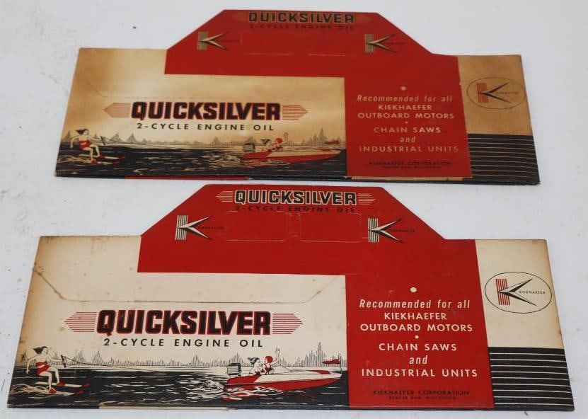 Group Of 2 Kiekhaefer Quicksilver Graphic Cardboard Carriers: 13.5x 6.5 Each