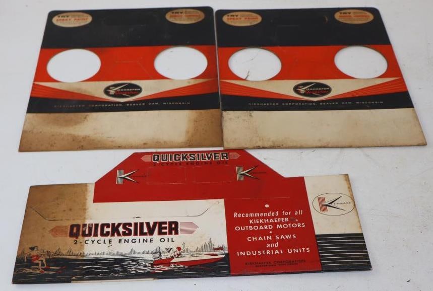 Group Of 3 Kiekhaefer Quicksilver Graphic Cardboard Carriers: 13.5x 6.5 Each