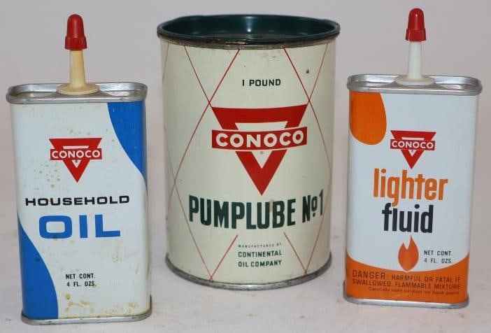 Group of 3 Conoco Grease and Handy Oiler Cans (1 of 2)
