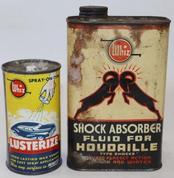 Group of 2 Whiz Shock Absorber, and Lusterize Car Care Advertising Cans (1 of 2)