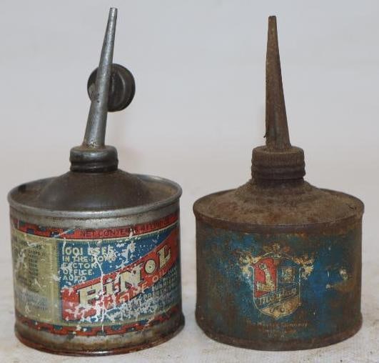 Group of 2 Finol and Maytag Round Early Handy Oiler Cans (1 of 2)