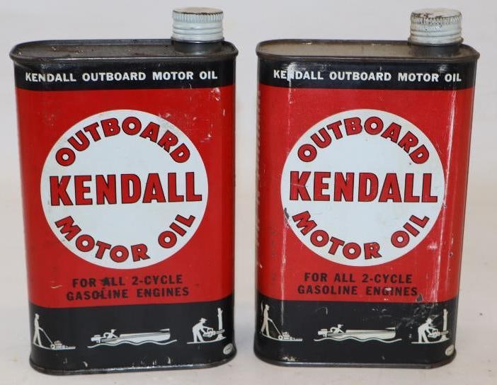 Group of 2 Kendall Outboard Rectangle Quart Oil Cans (1 of 2)