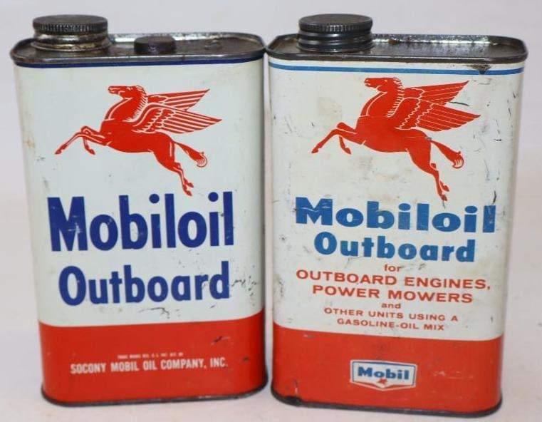 Group of 2 Mobiloil Outboard Rectangle Quart Oil Can (1 of 2)