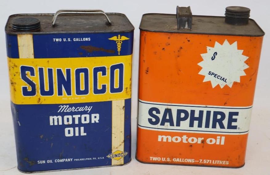 Group of 2 Sunoco and Gulf Sapphire Two Gallon Oil Cans (1 of 4)