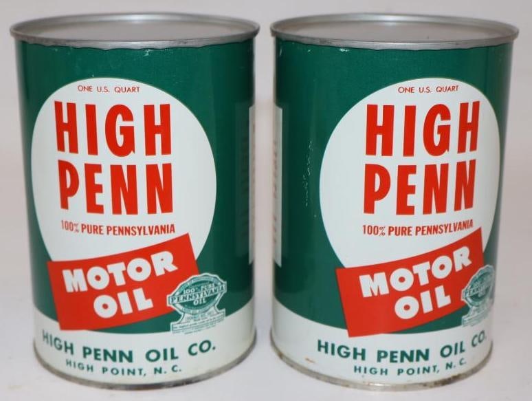 Group of 2 High Penn One Quart Metal Oil Cans (1 of 3)