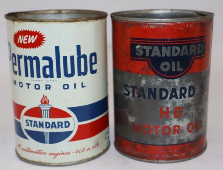 Group of 2 Standard Oil of Kentucky and Permalube One Quart Metal Oil Cans (1 of 2)