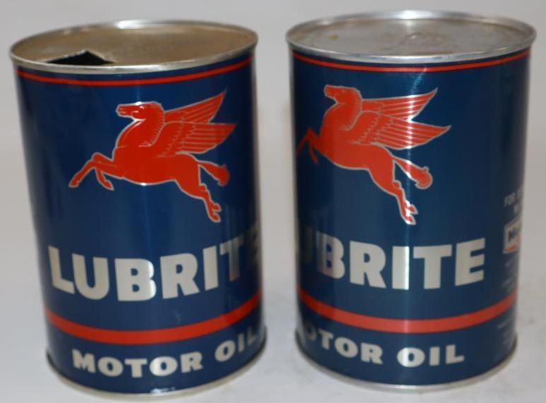 Group of 2 Aluminum Luberite One Quart Oil Cans (1 of 2)
