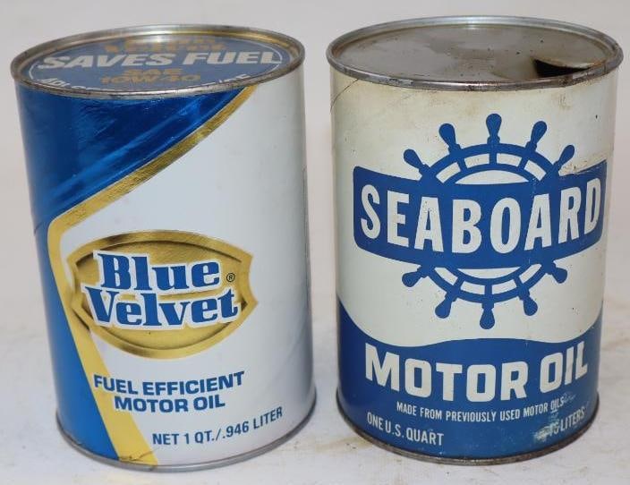 Group of 2 Seaboard and Blue Velvet One Quart Composite Oil Cans (1 of 2)