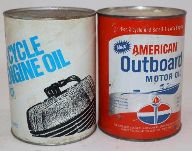 Group of 2 American and BP Outboard and Two Cycle Composite Oil Cans (1 of 2)