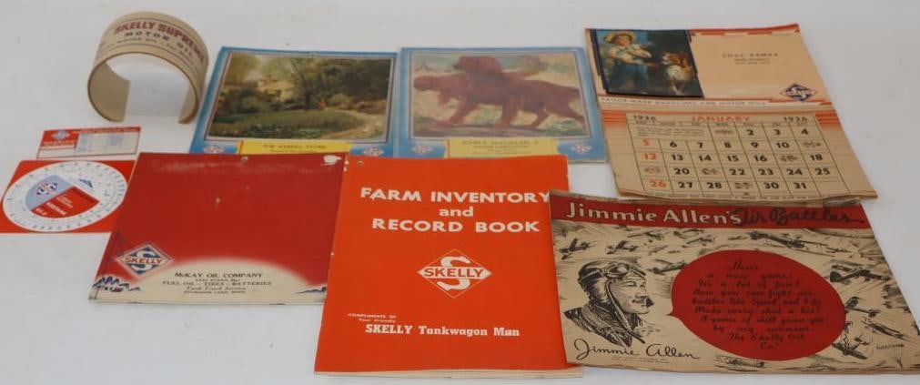 Large Group Of Skelly Advertising Stationary Calendars & Product Labels: Largest Is 9x 12