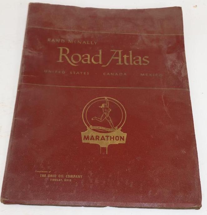 1951 Marathon Rand McNally Road Atlas: 16.5x 12.25