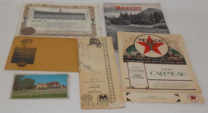 Group of 6 Standard Fuel Oil, Texaco, Marathon, and Tri State Oil Advertising Post Card, Envelope,: Largest is 8.5" x 11"