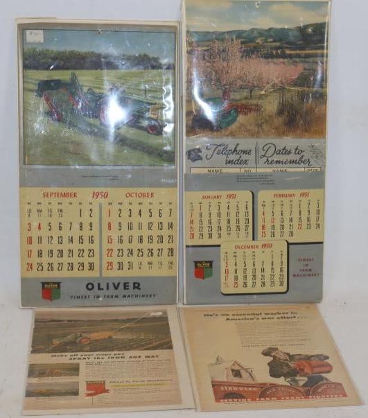 Group of 3 1950's Oliver Tractor Calendar and Magazine Advertisement (1 of 6)