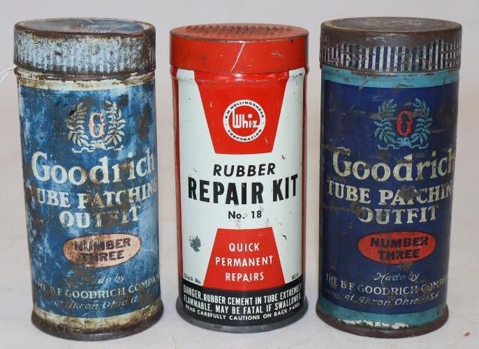 Group of 3 Goodrich and Whiz Advertising Metal Tire Tube Repair Kits (1 of 2)