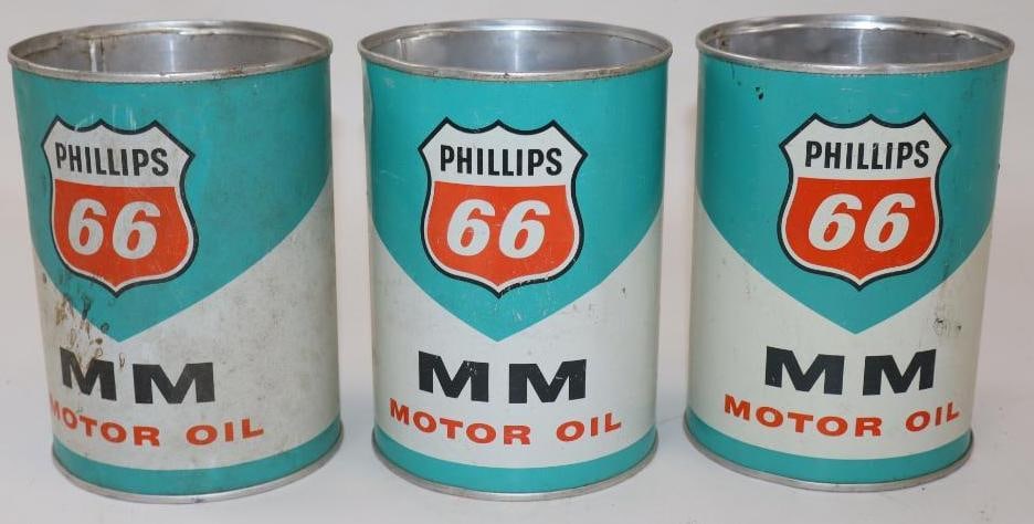 Group of 3 Phillips 66 MM One Quart Aluminum Oil Cans (1 of 2)