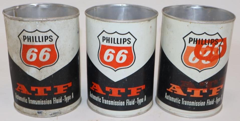 Group of 3 Phillips 66 ATF One Quart Aluminum Oil Cans (1 of 2)