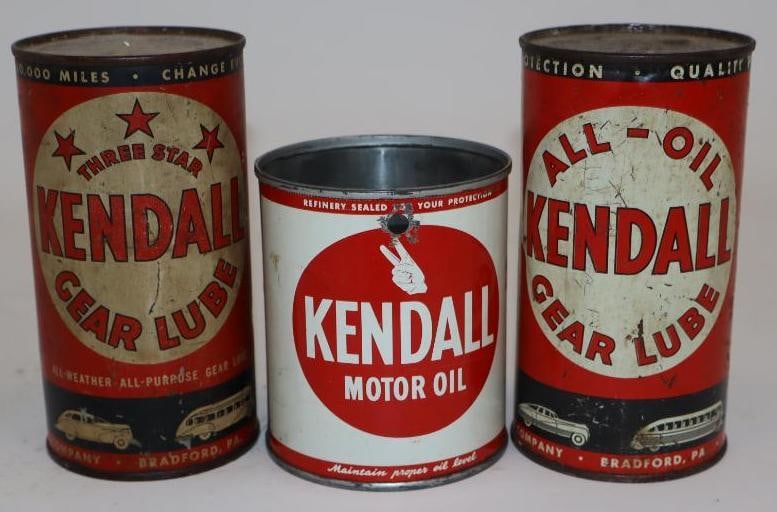 Group of 3 Kendall Gearlube and Motor Oil Cans (1 of 2)
