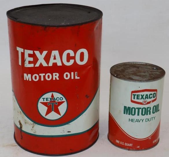 Group of 2 Texaco Five and One Quart Metal Oil Cans (1 of 2)