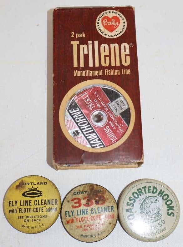 Group Of 4 Cortland Trilene & Scotchline Vintage Advertising Fish Hooks, Line & Cleaner (1 of 4)