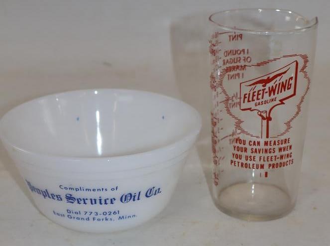 Group Of 2 Fleetwing & Pure Advertising Pitcher & Bowl: Largest Is 6x 6x 3