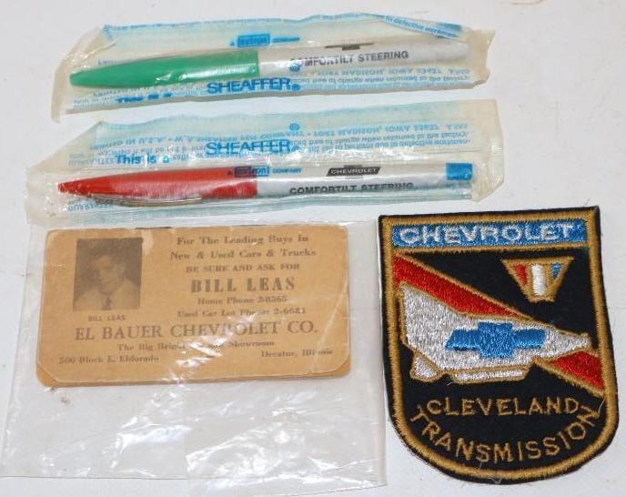 Group Of 4 Chevrolet Advertising Pens, Patch & Milage Book (1 of 5)