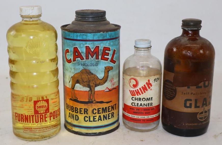 Group of 4 Camel, Standard, Shell, and Wink Furniture Polish, Floor Glaze, Chrome Cleaner, and (1 of 2)