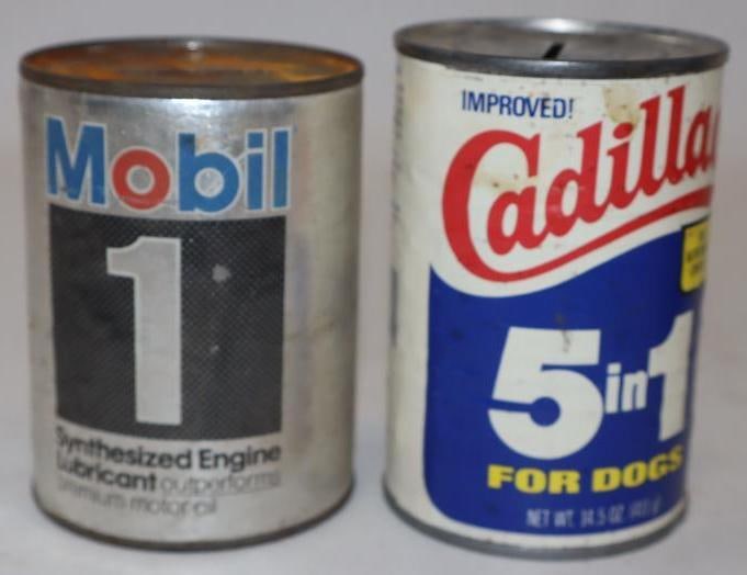 Group of 2 Mobil One and Cadillac Dog Food Can Banks (1 of 2)