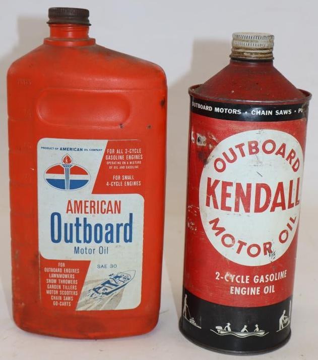 Group of 2 American and Kendall Outboard Quart Oil Can and Bottle (1 of 2)