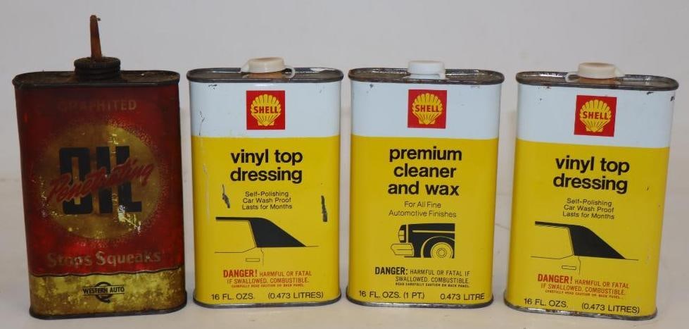Group of 4 Shell and Western Auto Penetrating Oil, and Vinyl Top Dressing Cans (1 of 2)