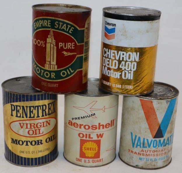 Group of 5 Different One Quart Composite Oil Cans (1 of 2)