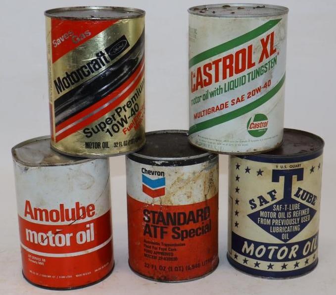 Group of 5 Different One Quart Composite Oil Cans (1 of 2)
