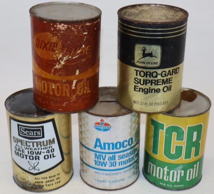 Group of 5 Different One Quart Oil Cans (1 of 2)