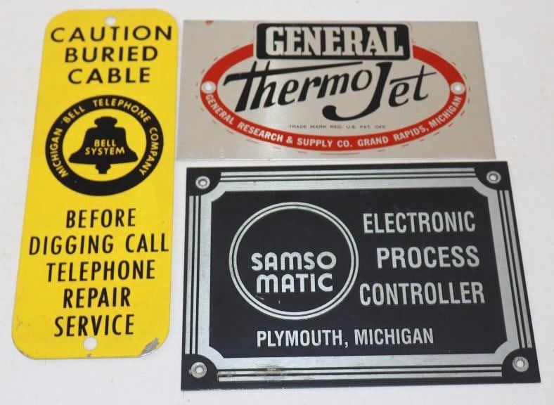 Group Of 3 Michigan Bell System, General Thermo Jet & Samsomatic Advertising Signs (1 of 4)