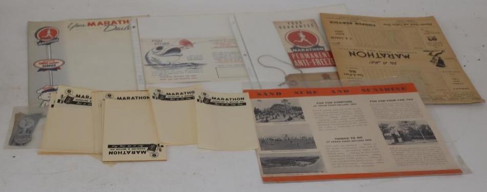 Group of 7 Marathon Advertising Stationary, Pamphlets, and 1932 Ribbon (1 of 9)